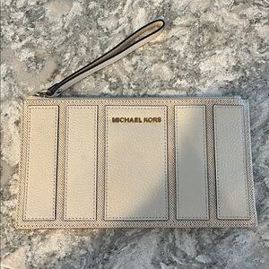 Michael Kors Cream Wristlet with Gold Logo